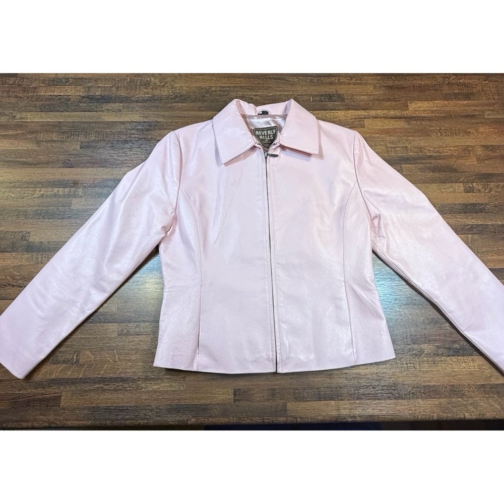 Genuine Leather womens jacket by Beverly Hills Leather Club. Light pink sz Med.